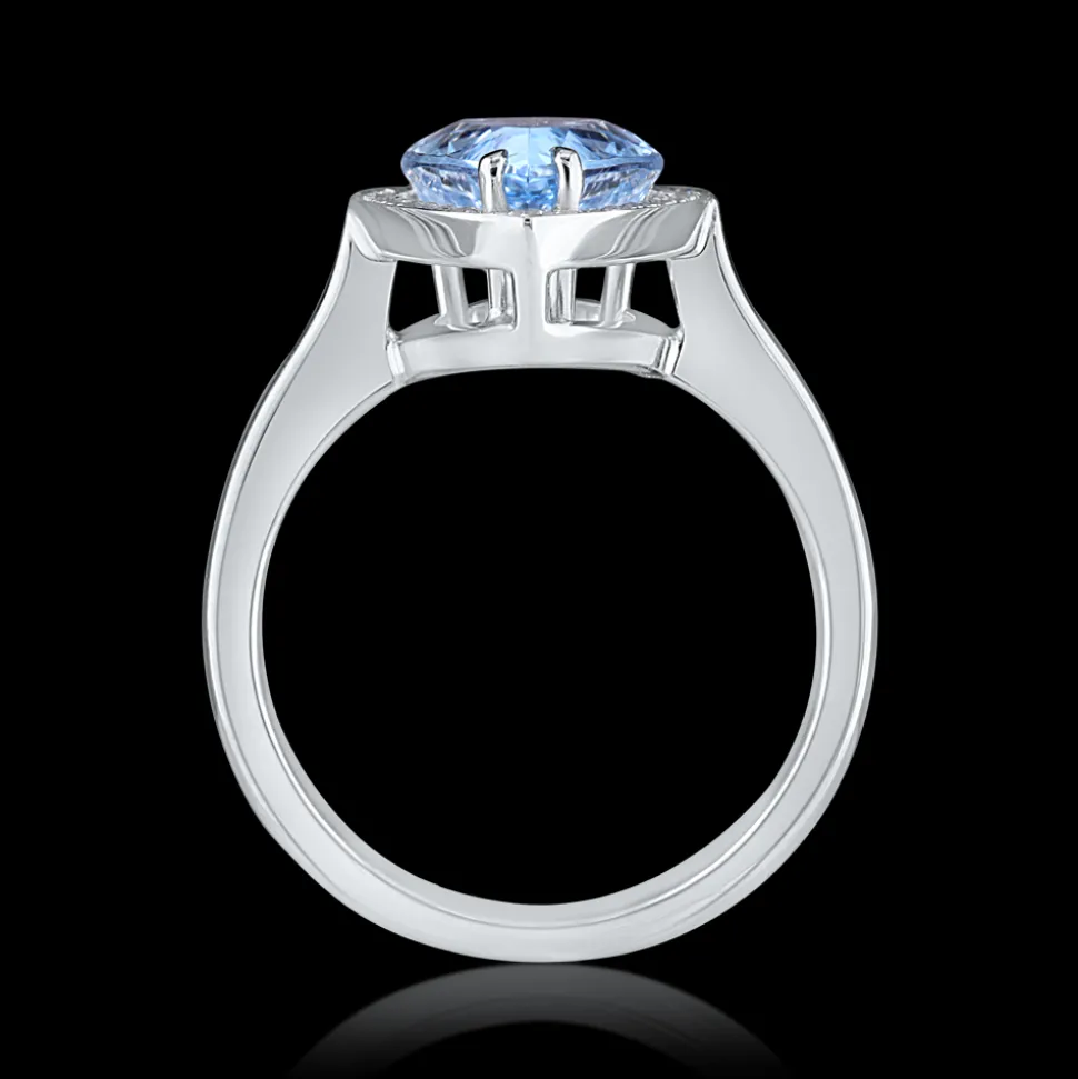Cluster 3.09ct Aquamarine and Diamond White Gold Ring