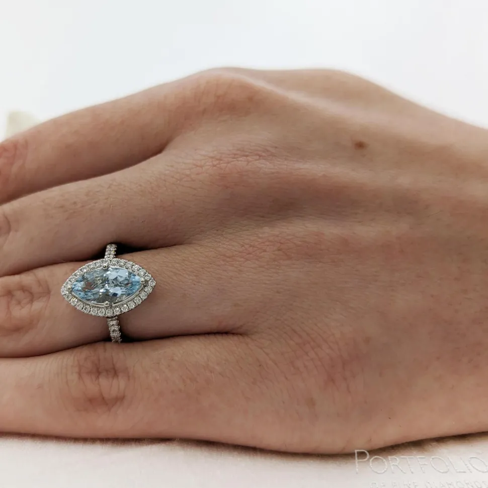 Cluster 1.65ct Aquamarine Platinum Ring