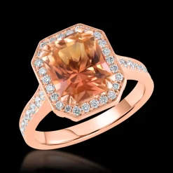 Cluster 3.30ct Brown Tourmaline Rose Gold Ring