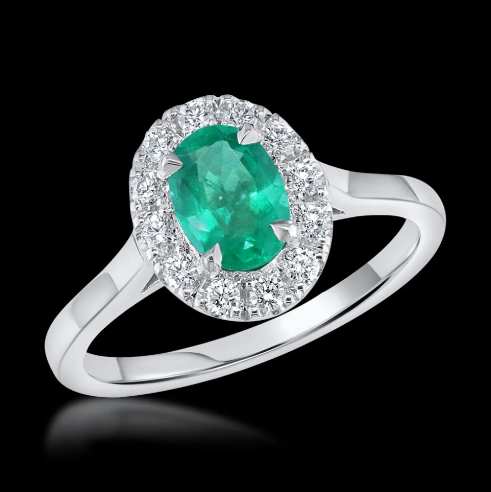 Cluster 0.73ct Emerald Platinum Ring
