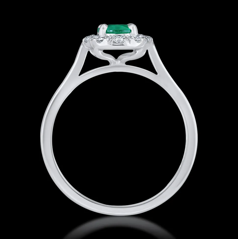 Cluster 0.73ct Emerald Platinum Ring