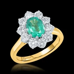 Cluster 1.14ct Emerald Yellow Gold Ring