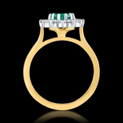 Cluster 1.17ct Emerald Yellow Gold Ring