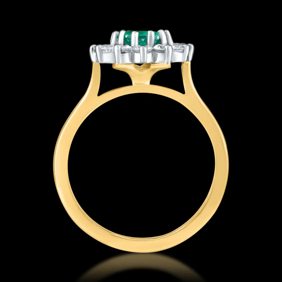 Cluster 1.17ct Emerald Yellow Gold Ring