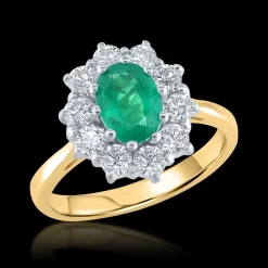 Cluster 0.89ct Emerald Yellow Gold Ring