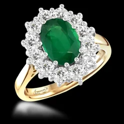 Cluster 1.98ct Emerald Yellow Gold/Platinum Ring