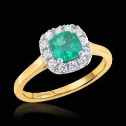 Cluster 0.76ct Emerald Yellow Gold Ring