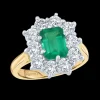 Cluster 1.56ct Emerald Yellow Gold/Platinum Ring