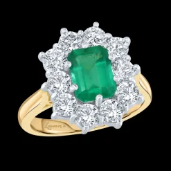 Cluster 1.56ct Emerald Yellow Gold/Platinum Ring