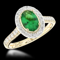Cluster 0.70ct Emerald Yellow Gold/Platinum Ring
