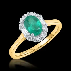 Cluster 0.73ct Emerald Yellow Gold Ring