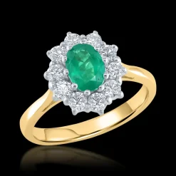 Cluster 0.51ct Emerald Yellow Gold Ring