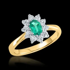 Cluster 0.39ct Emerald Yellow Gold Ring