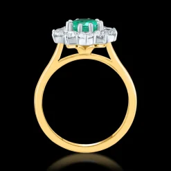 Cluster 1.14ct Emerald Yellow Gold Ring