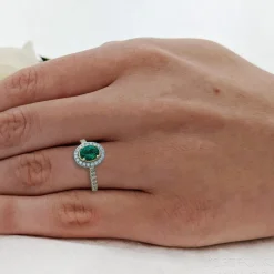 Cluster 0.66ct Emerald Yellow Gold/Platinum Ring