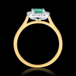 Cluster 0.76ct Emerald Yellow Gold Ring