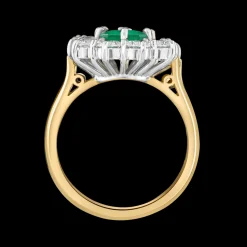 Cluster 1.56ct Emerald Yellow Gold/Platinum Ring