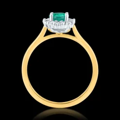 Cluster 0.73ct Emerald Yellow Gold Ring