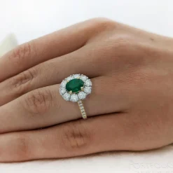 Cluster 1.18ct Emerald Yellow Gold/Platinum Ring