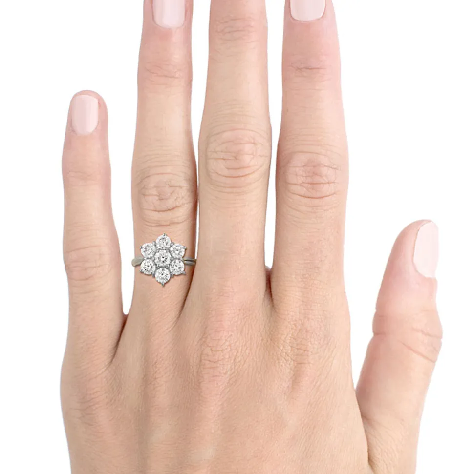 Cluster 0.40ct F SI1 Diamond Platinum Ring