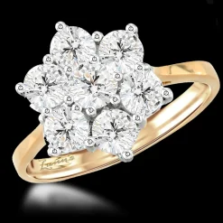 Cluster 0.34ct F SI1 Diamond Yellow Gold/Platinum Ring