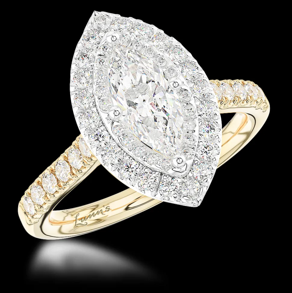 Cluster 1.01ct F SI2 Diamond Yellow Gold/Platinum Ring
