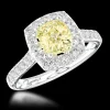 Cluster 1.60ct Fancy Light Yellow VS1 Yellow Diamond Platinum Ring
