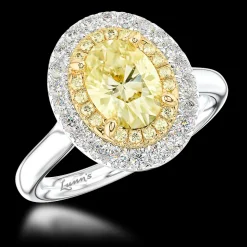 Cluster 1.15ct Fancy Light Yellow VS2 Yellow Diamond Platinum/Yellow Ring