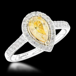 Cluster 1.34ct Fancy Light Yellow SI2 Yellow Diamond Platinum/Yellow Ring