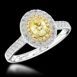 Cluster 0.70ct Fancy Yellow VVS2 Yellow Diamond Platinum/Yellow Ring
