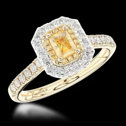 Cluster 0.47ct Fancy Yellow VS1 Yellow Diamond Yellow Gold/Platinum Ring