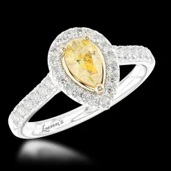 Cluster 0.45ct Fancy Yellow VS2 Yellow Diamond Platinum/Yellow Ring
