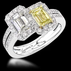 Cluster 1.01ct G VS2 Diamond and 1.00ct FY VS2 Diamond Platinum Ring