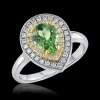 Cluster 1.20ct Green Tourmaline White Gold Ring