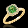 Cluster 1.21ct Green Tourmaline Yellow Gold RIng