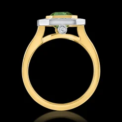 Cluster 2.69ct Green Tourmaline Yellow Gold Ring