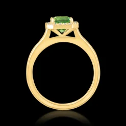 Cluster 1.21ct Green Tourmaline Yellow Gold RIng