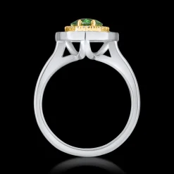 Cluster 1.20ct Green Tourmaline White Gold Ring