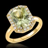 Cluster 3.78ct Mint Green Tourmaline Yellow Gold Ring