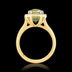 Cluster 3.78ct Mint Green Tourmaline Yellow Gold Ring