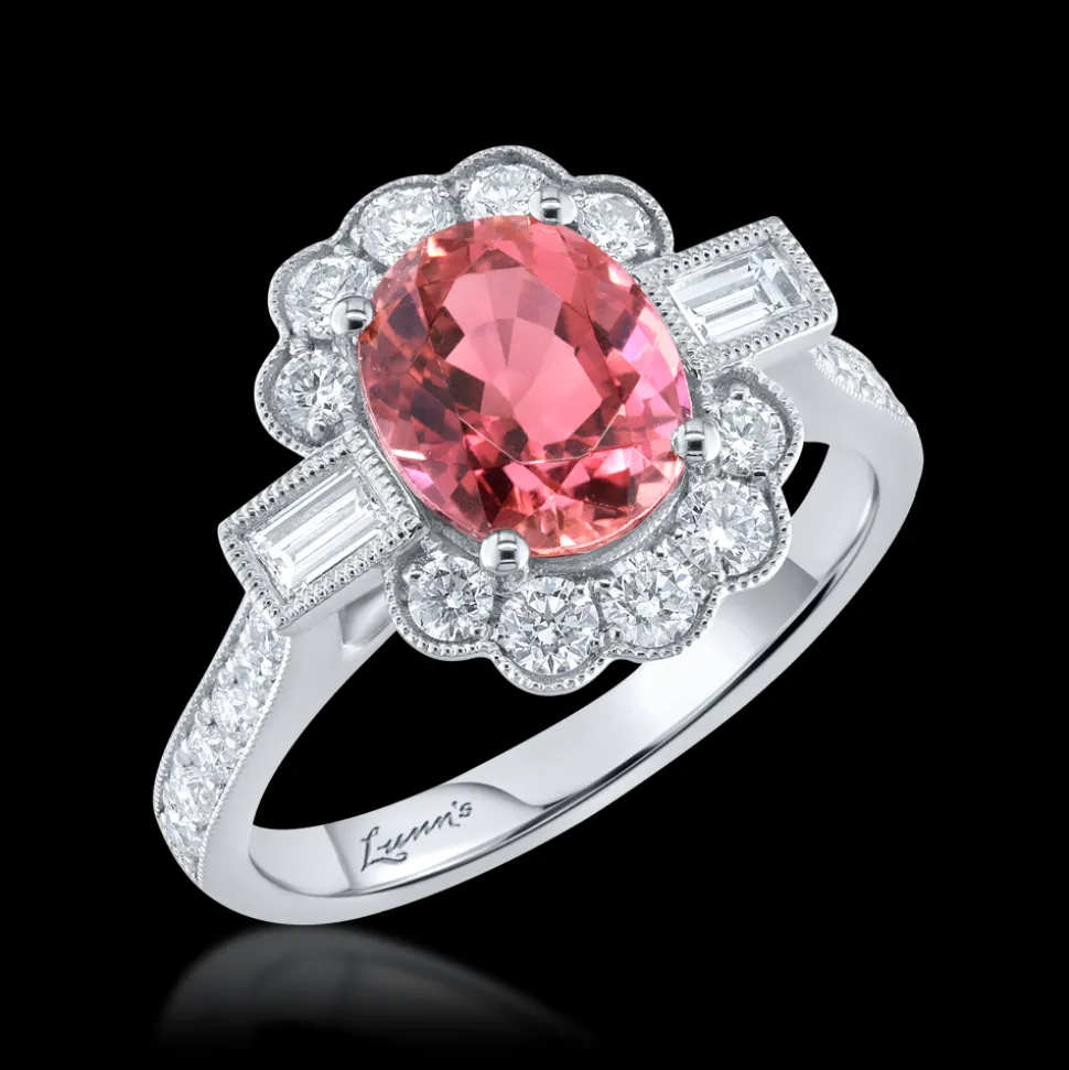 Cluster 2.12ct Pink Tourmaline Platinum Ring