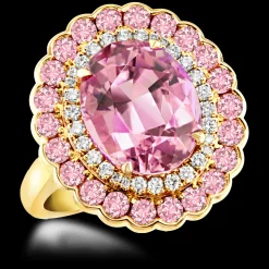 Cluster 5.29ct Pink Tourmaline Rose Gold Ring
