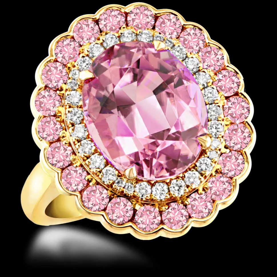 Cluster 5.29ct Pink Tourmaline Rose Gold Ring