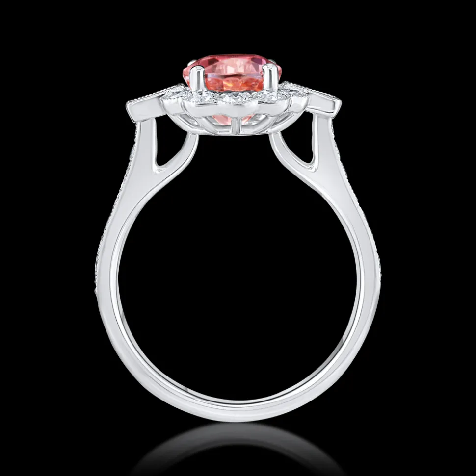 Cluster 2.12ct Pink Tourmaline Platinum Ring