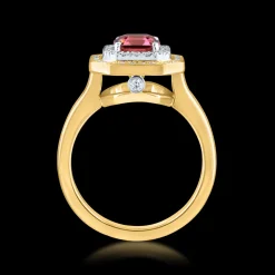 Cluster 1.59ct Pink Tourmaline Yellow Gold Ring
