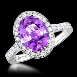 Cluster 3.19ct Purple Sapphire Platinum Ring