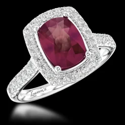 Cluster 1.29ct Ruby Platinum Ring