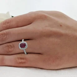 Cluster 1.03ct Ruby Platinum Ring