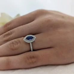 Cluster 1.07ct Sapphire Platinum Ring