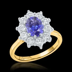Cluster 1.68ct Sapphire Yellow Gold Ring